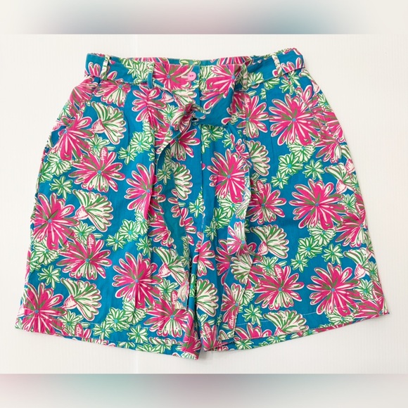 Lilly Pulitzer Pants - Floral Women's Shorts - Blue and Pink